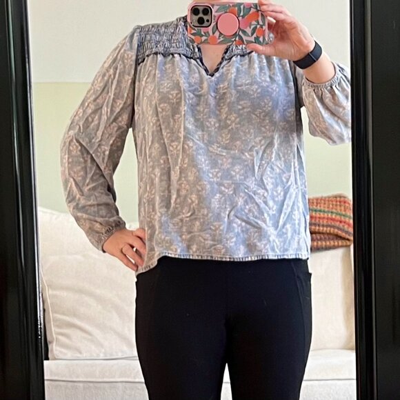 Dylan Los Angeles Blue Peasant Blouse, Size Small - Picture 3 of 11